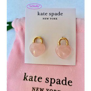 Kate Spade Open Heart Stone Lock Stud Earrings NWT